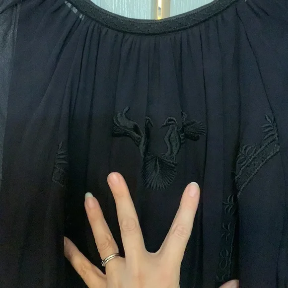 Rungolee Dark Navy Cocktail Dress, szS, fully lined chiffon embroidered dress. - Picture 8 of 9